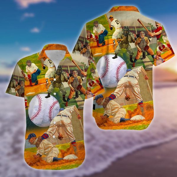 Hawaiian Aloha Shirts Playing Baseball