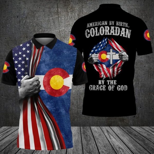 American By Birth Coloradan By The Grace Of God 3D Polo Shirt