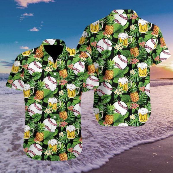 Baseball Simple Hibiscus Hawaiian Aloha Shirts Fantastic