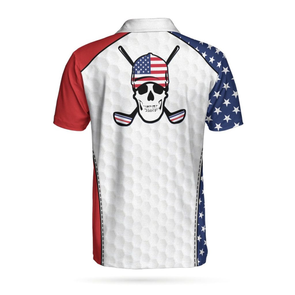 American Flag Golf Skull Wear Hat 3D Aop Polo Shirt