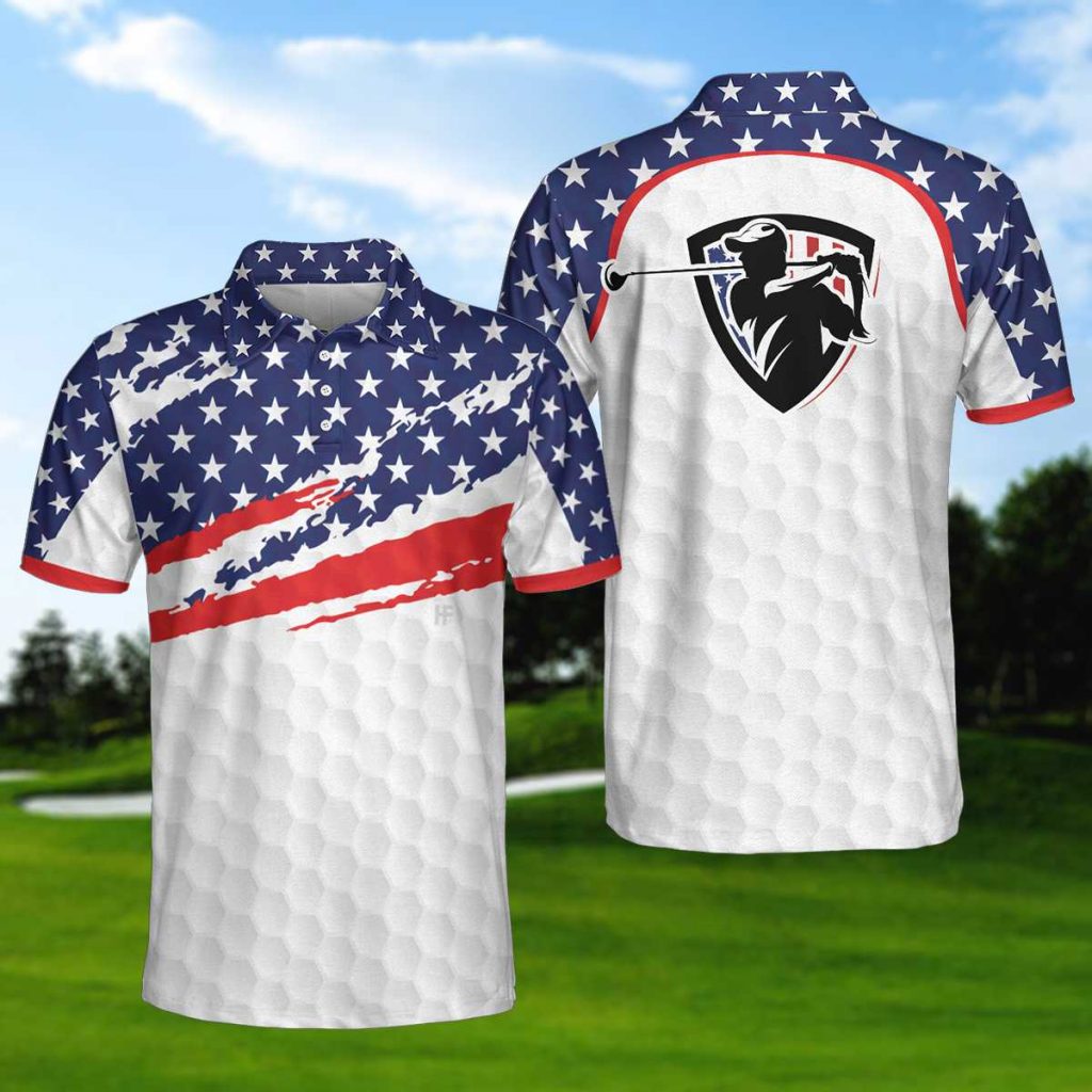 American Flag Golf Texture 3D Aop Polo Shirt