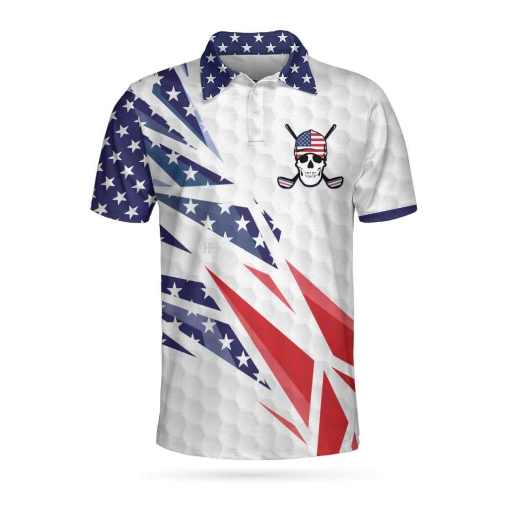 American Flag Golf Texture Skull 3D Aop Polo Shirt