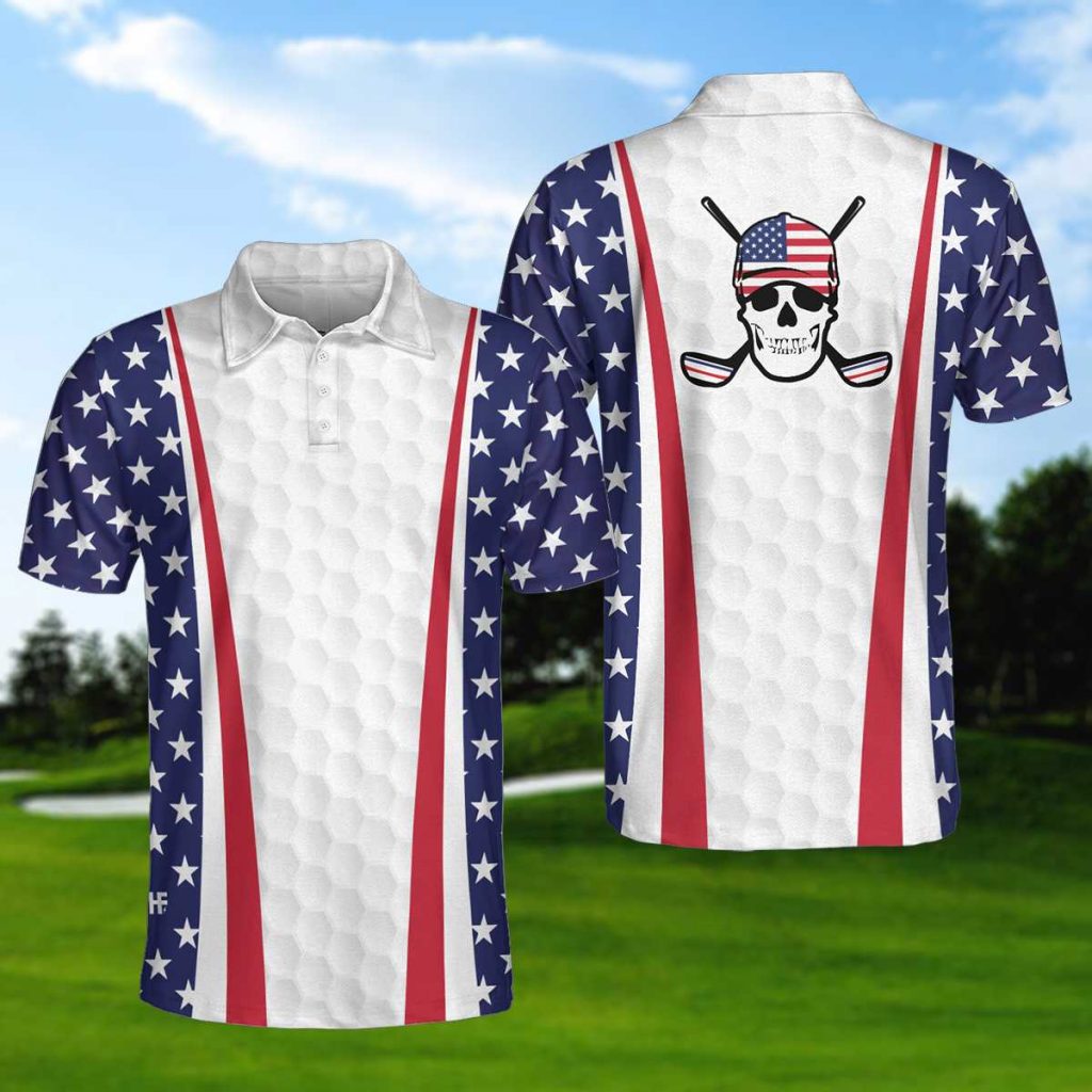 Golf Texture American Flag 3D Aop Polo Shirt