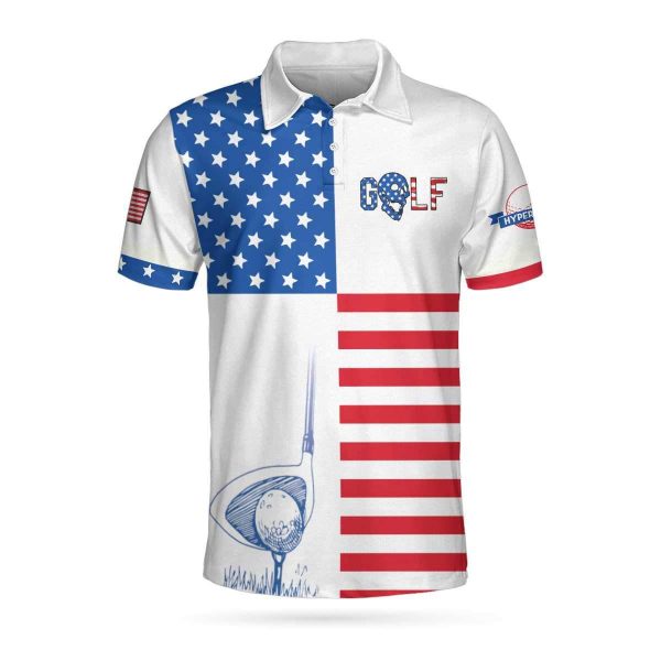 American Flag Golf Texture Skull 3D AOP Polo Shirt