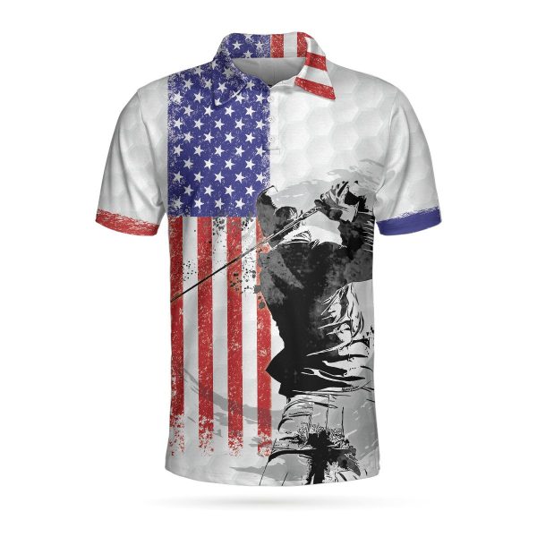 American Flag Golfer Short Sleeve Golf 3D AOP Polo Shirt