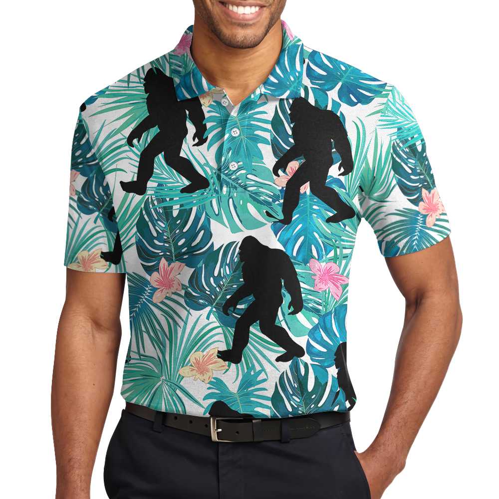Bigfoot Tropical 3D All Over Printed Short Sleeve Polo Shirt
