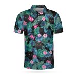 Black Cat Tropical 3D All Over Printed Short Sleeve Polo Shirt