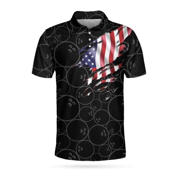 Bowling American Flag 3D AOP Polo Shirt, Bowling Polo Shirt