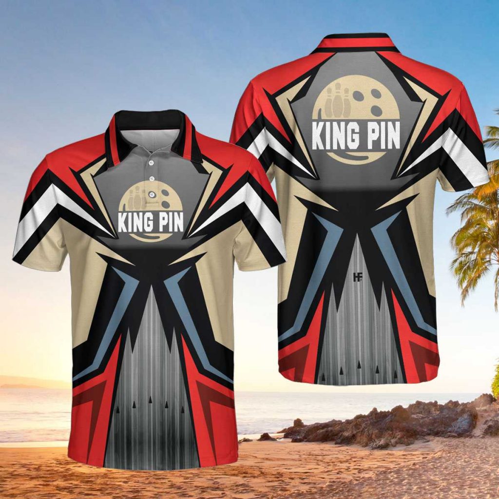 Bowling Red Kingpin 3D Short Sleeve Polo Shirt, Sports Polo Shirt