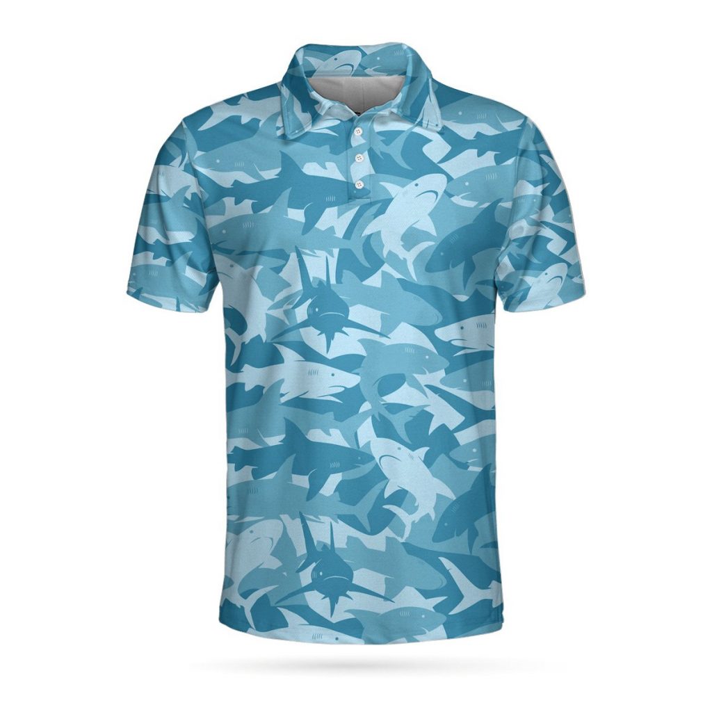 Camouflage Ocean Shark Pattern 3D Aop Polo Shirt