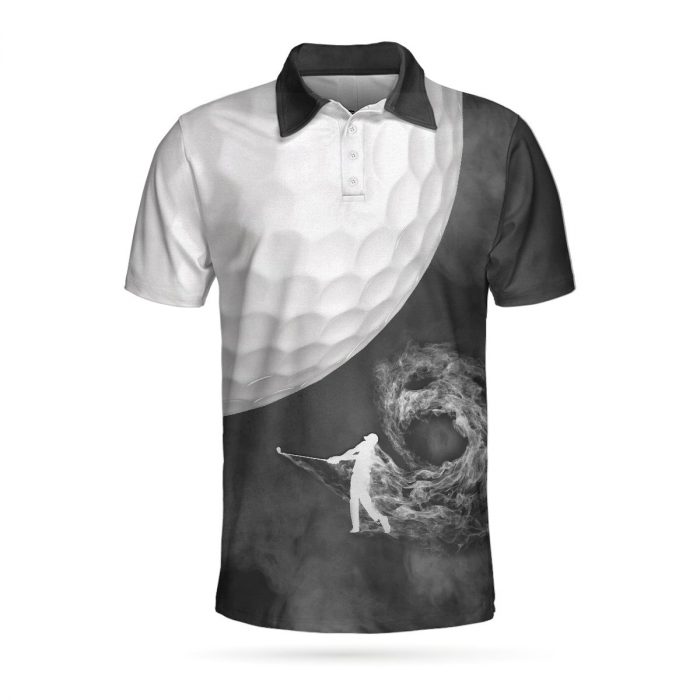 Golf Ball And Golfer With Smoke 3D Aop Polo Shirt