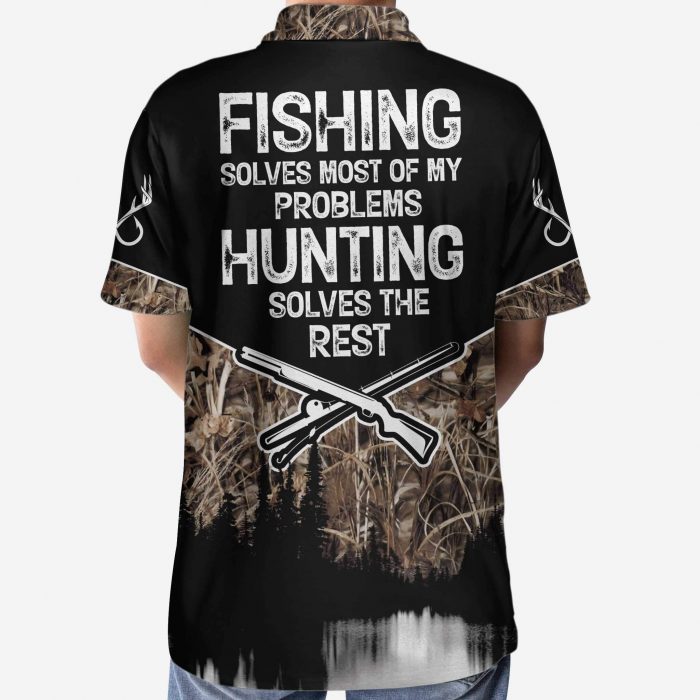 Deer Hunting Fishing Solve All My Problems 3D Aop Polo Shirt