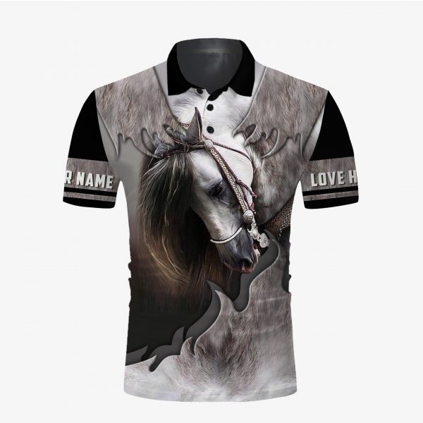Personalized White Horse 3D AOP Polo Shirt