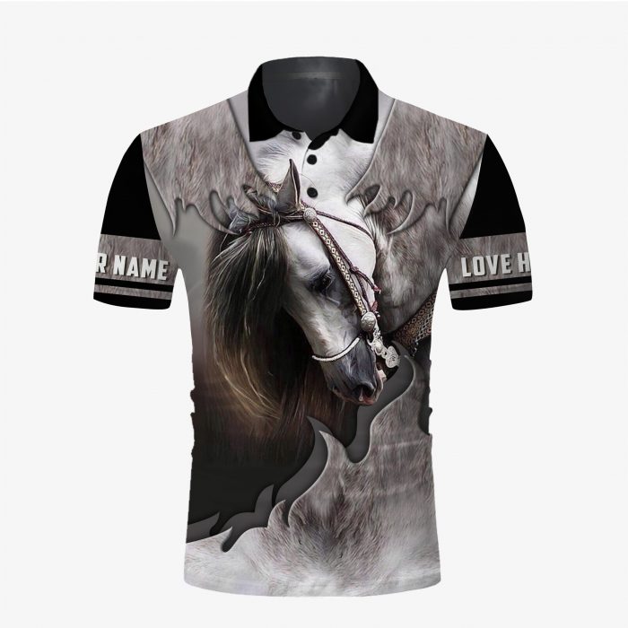 Personalized Beautiful Love Horse 3D Aop Polo Shirt