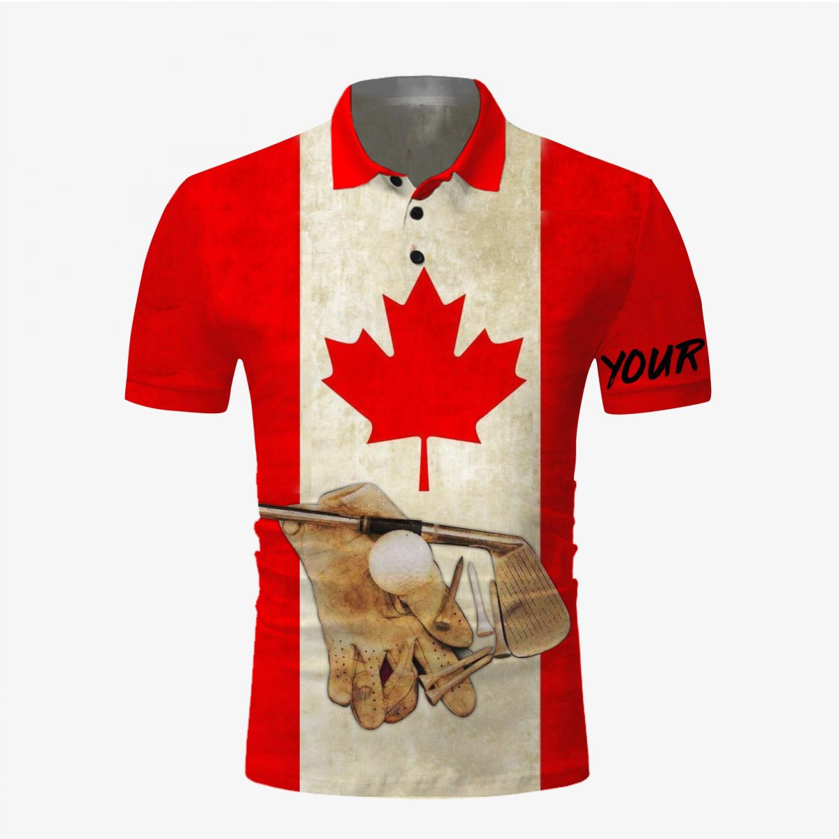 Golf Canadian Flag Vintage 3D AOP Polo Shirt Godoprint