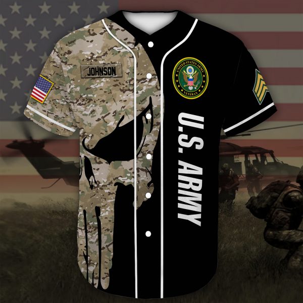 Custom Name Baseball Jersey United States Army Veteran All Over Printed