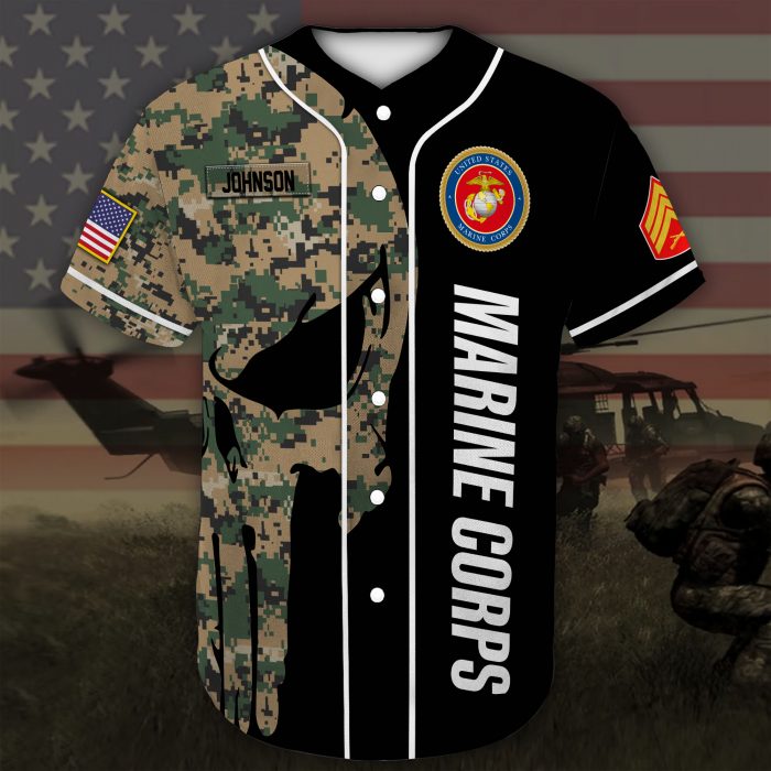 Custom Name Baseball Jersey United States Marine Corps All Over Printed ...