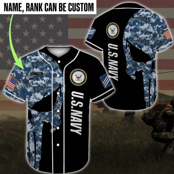 Custom Name Baseball Jersey United States Navy All Over Printed