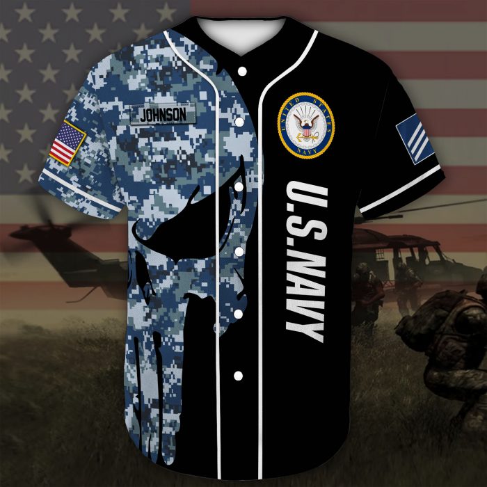 Custom Name Baseball Jersey United States Navy Veteran All Over Printed
