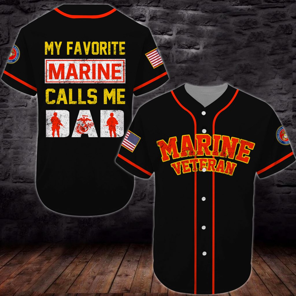 Baseball Jersey United States Marine Corps Veteran All Over Printed