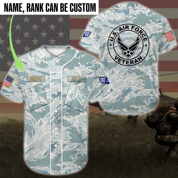 Custom Name Baseball Jersey US Air force Veteran All Over Printed