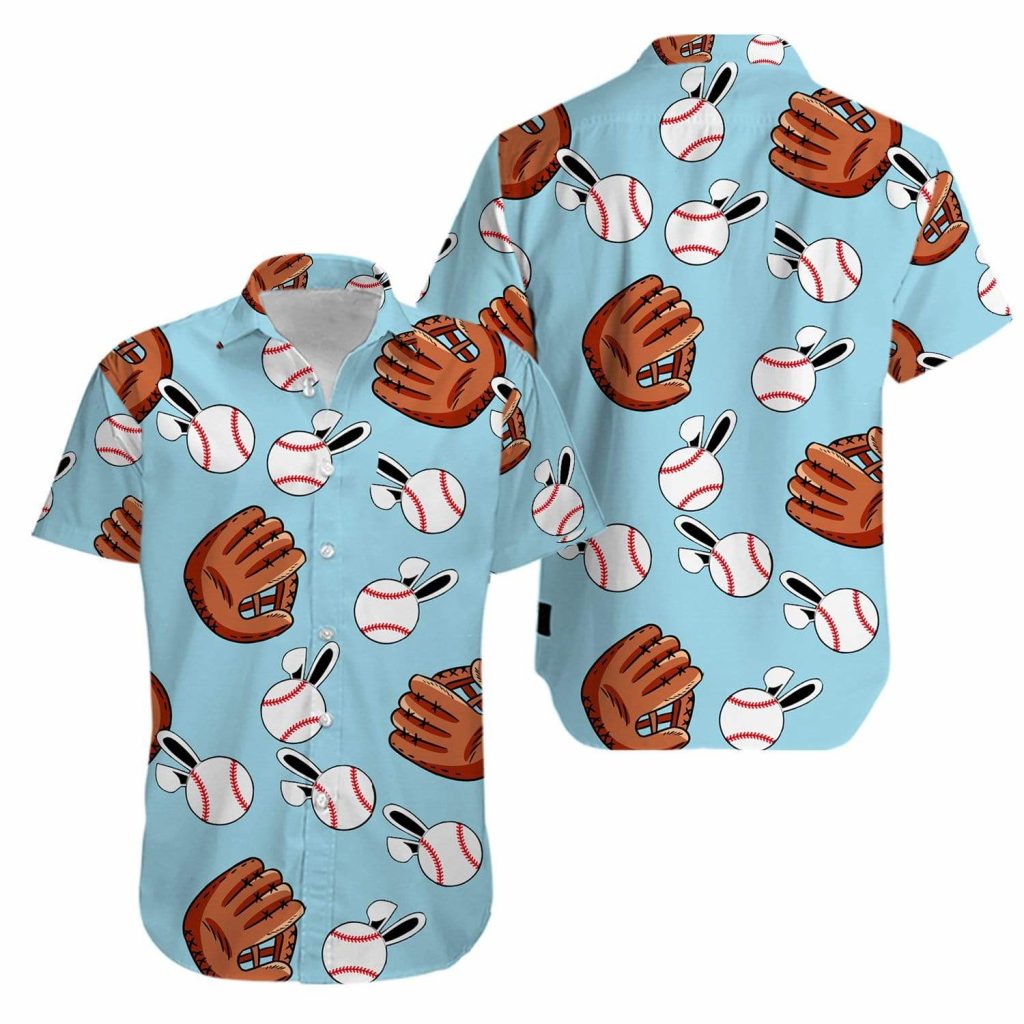 Hawaiian Aloha Shirts Baseball Bunny Happy Easter Day