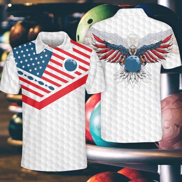 Billiard American Eagle Flag Polo Shirt
