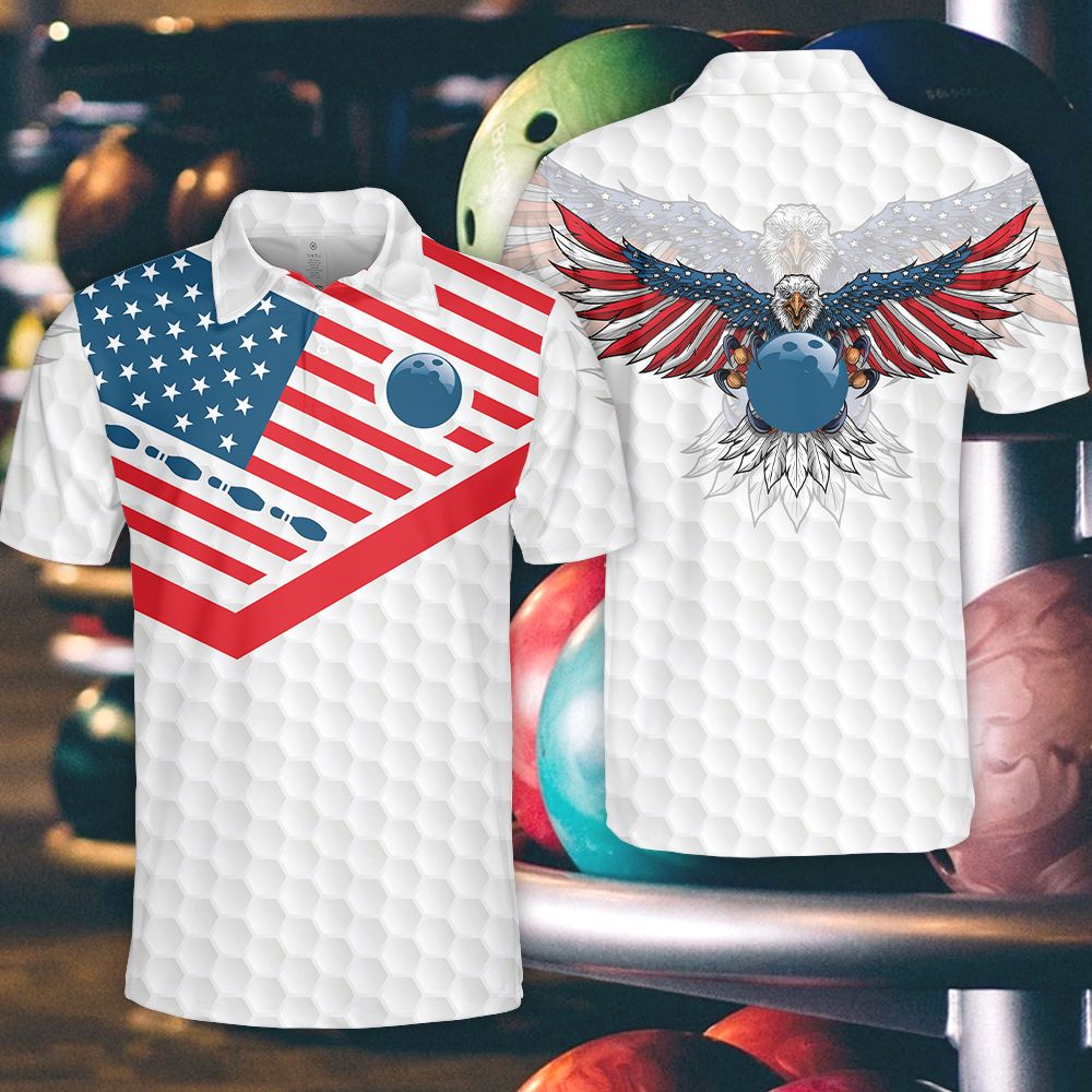 Bowling American Eagle Flag Polo Shirt