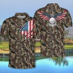 Golf Camouflage American Eagle Flag Polo Shirt