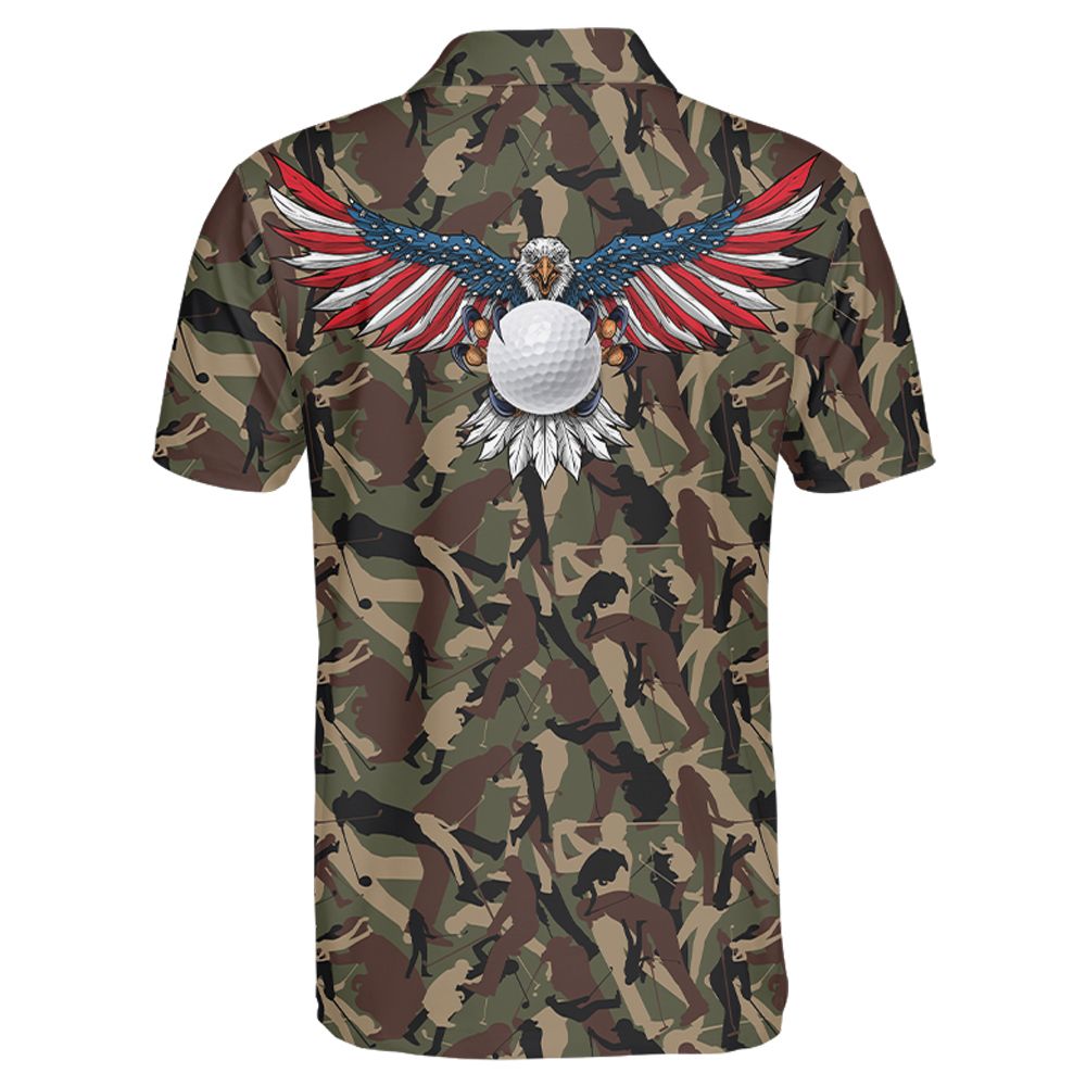 Golf Camouflage American Eagle Flag Polo Shirt
