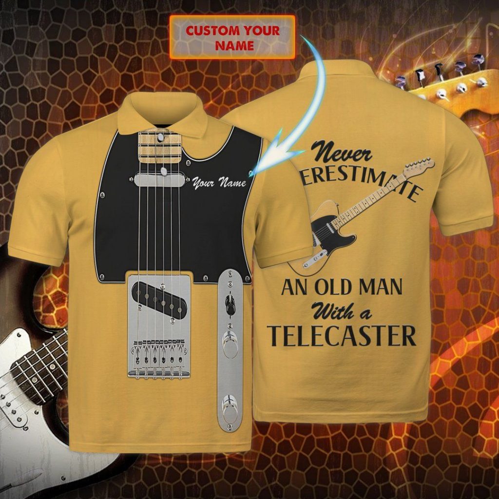 Music Shirt – Amazing Telecaster Guitar Personalized Name Polo Shirt For Music Lover