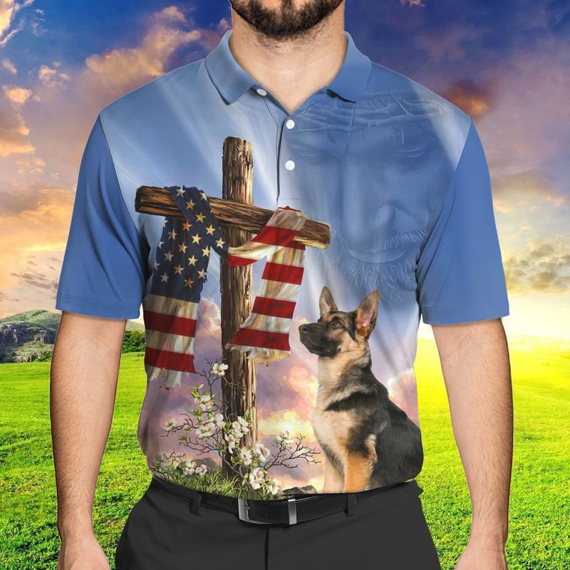 German Shepherd Shirt – Dog Lover One Nation Under God Us Independence Day Polo Shirt
