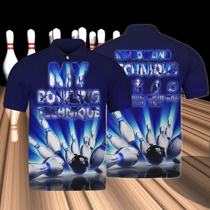 Unique Bowling Shirts – My Bowling Technique Blue Polo Shirt