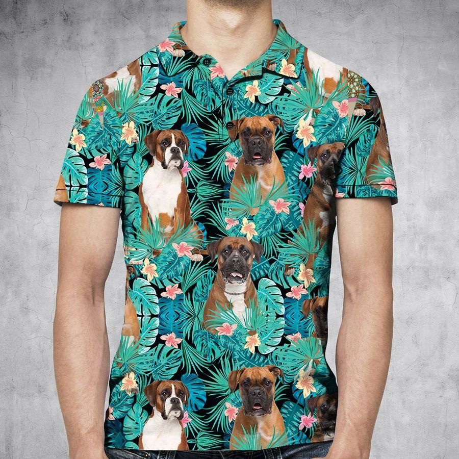 Boxer Shirt – Beautiful Boxer Tropical Floral Polo Shirt For Lover Dog