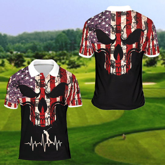 Polo Golf – America Golf Polo Shirt For Human Skull