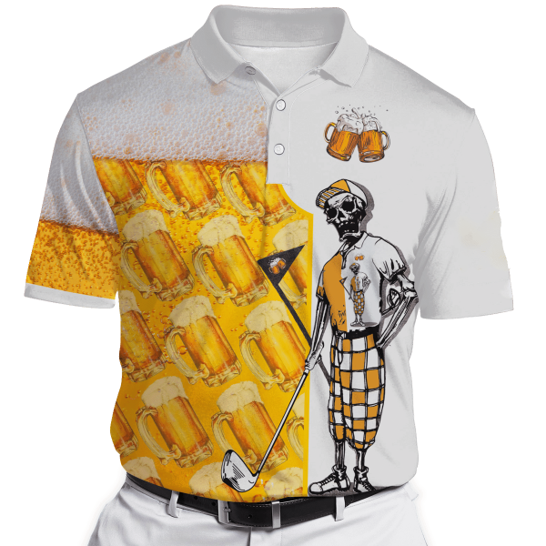 Custom Golf Shirt – Personalized Name Golf Skull USA Polo Shirt