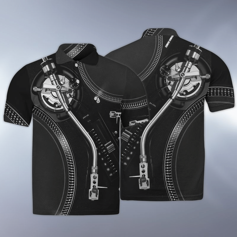 Dj Shirt – The Real Dj’S Play Music With Vinyl Black 3D Polo Shirt