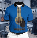 Music Shirt Designs – Premium Unique Blue Guitar Ultra Soft And Comfort Polo Shirt