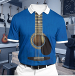 Music Shirt Designs – Premium Unique Blue Guitar Ultra Soft And Comfort Polo Shirt