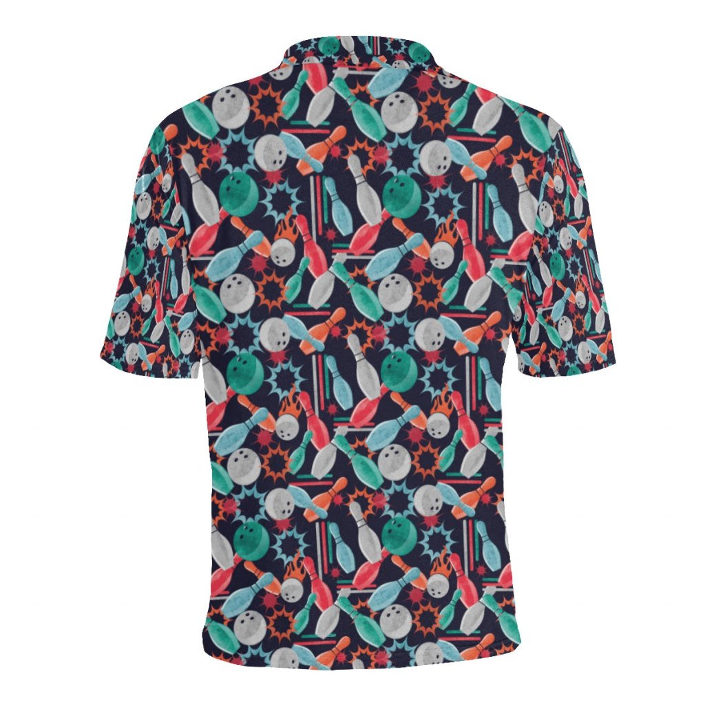 Unique Bowling Shirts -Bowling Pin Colorful Pattern Polo Shirt