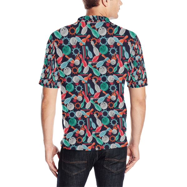 Unique Bowling Shirts -Bowling Pin Colorful Pattern Polo Shirt