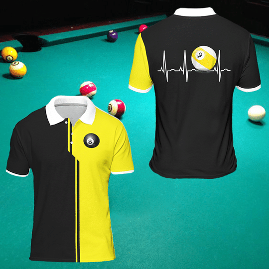 Billiards Polo Shirts – Billiard Print Pattern Pool Ball Shirt For Men