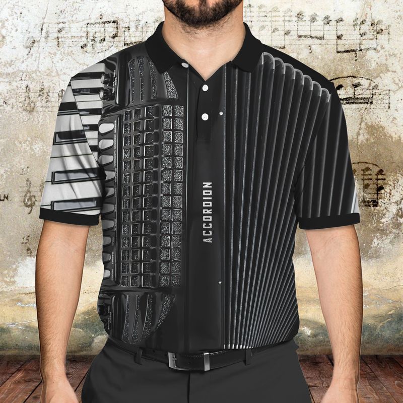 Accordion Shirt – Amazing Black Accordion Musical Instrument Polo Shirt