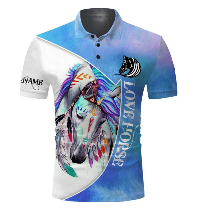 Horse Lover Shirt – Beautiful Horse Custom Name All Over Print Horse Riding Polo Shirt