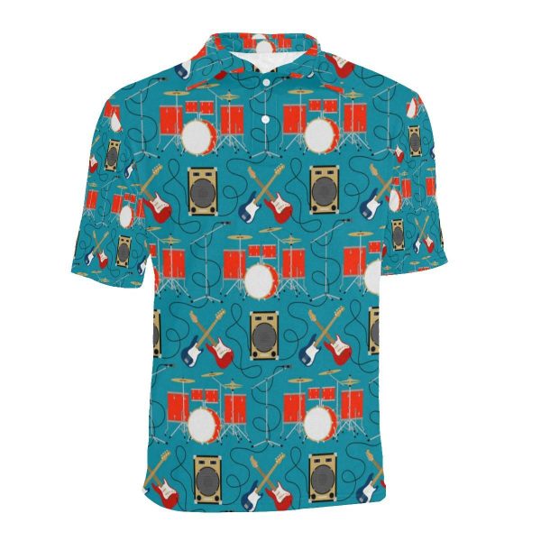 Music Shirt – Saxophone Pattern Print Design Men Polo Shirt Gift Ideas For Musicians