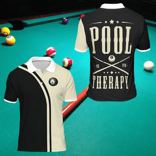 Billiards Polo Shirts – Pool Is My Therapy Short Sleeve Shirts Gift For Men