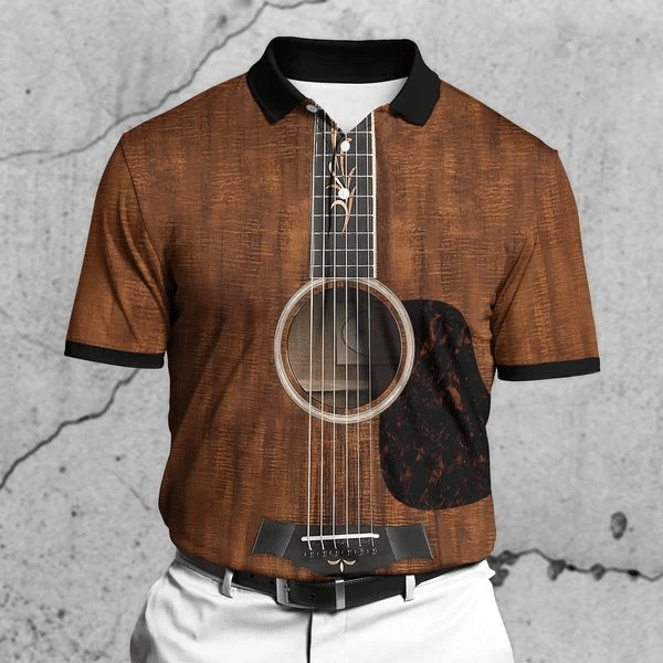 Vintage Guitar Shirt – Premium Unique Guitar Ultra Soft And Comfort Brown Color Polo Shirt