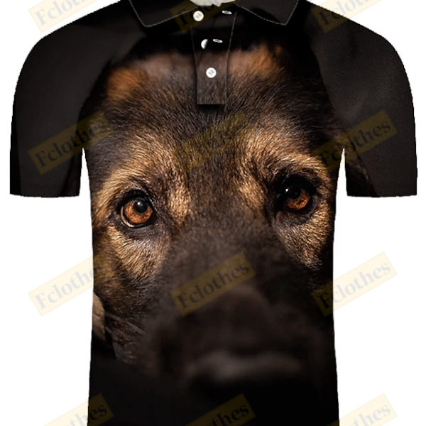 German Shepherd Shirt – Funny German Shepherd Face 3D Polo Shirt