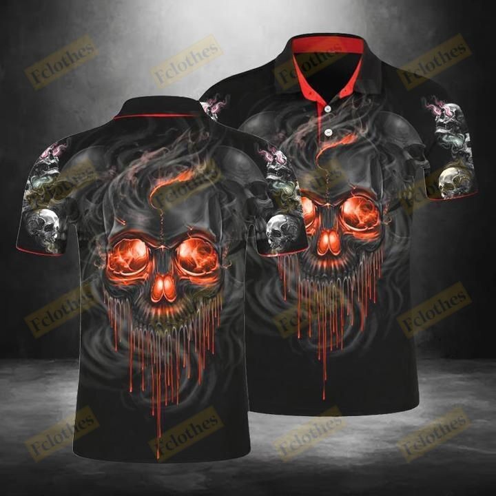 Skull Polo Shirt – Sugar Skull Shirt Fire Short Sleeve Shirt Gift For Skull Lover