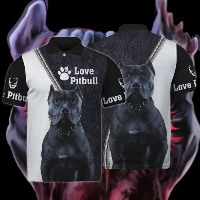 Paw Shirt – Love Black American Pitbull Amazing Polo Shirt For Dog Lover